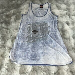 Harley-Davidson Women's Light Blue Burnout Racerback Tank with Rhinestone -0087